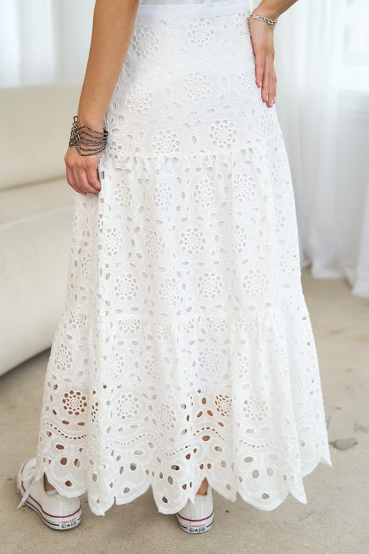 EYELETS MAXI SKIRT