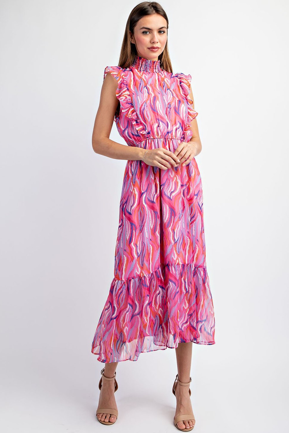 PRINTED MIDI DRESS