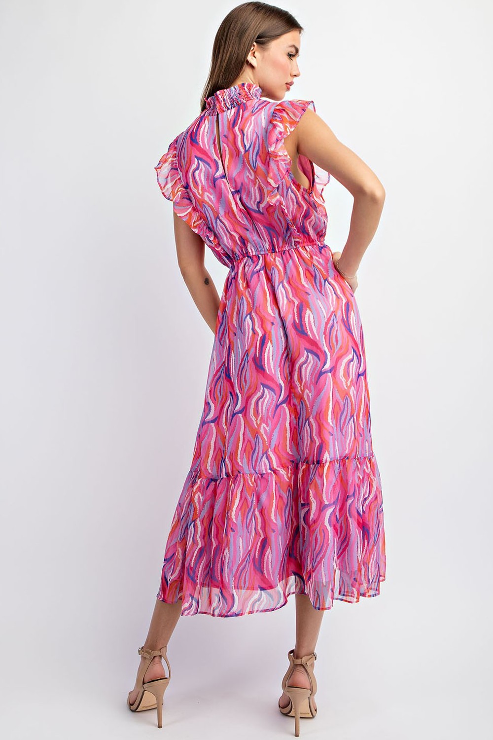 PRINTED MIDI DRESS