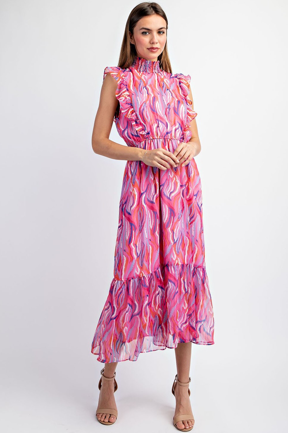 PRINTED MIDI DRESS