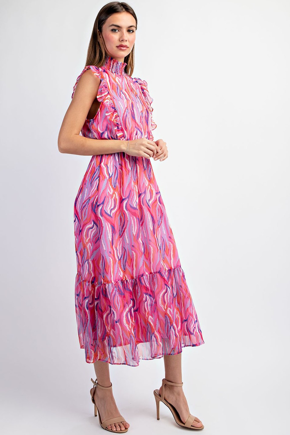 PRINTED MIDI DRESS