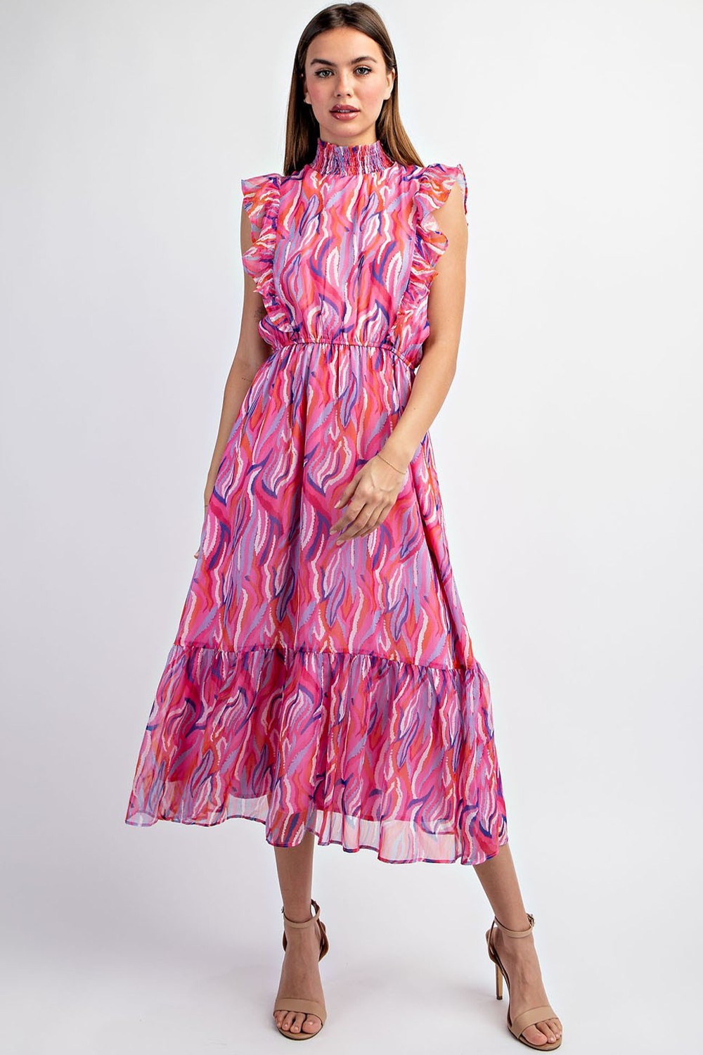 PRINTED MIDI DRESS