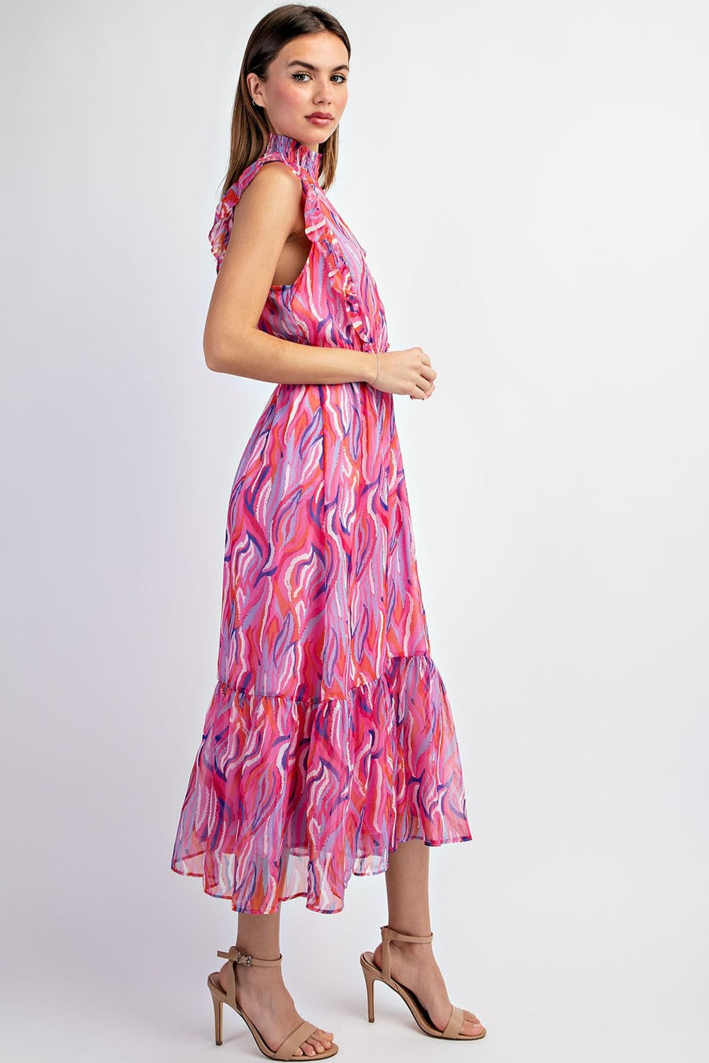 PRINTED MIDI DRESS