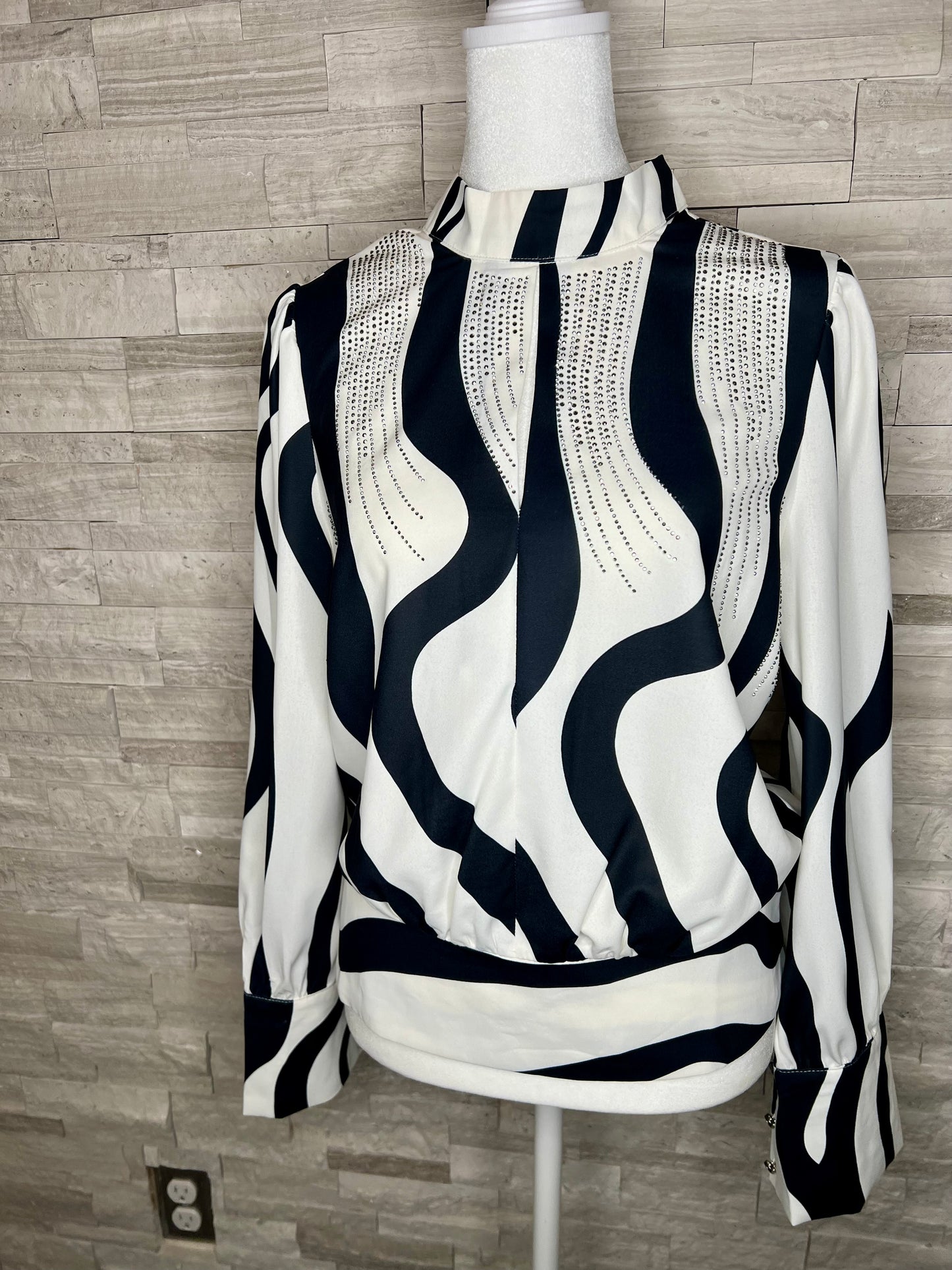 STRIPES RHINESTONE BLOUSE