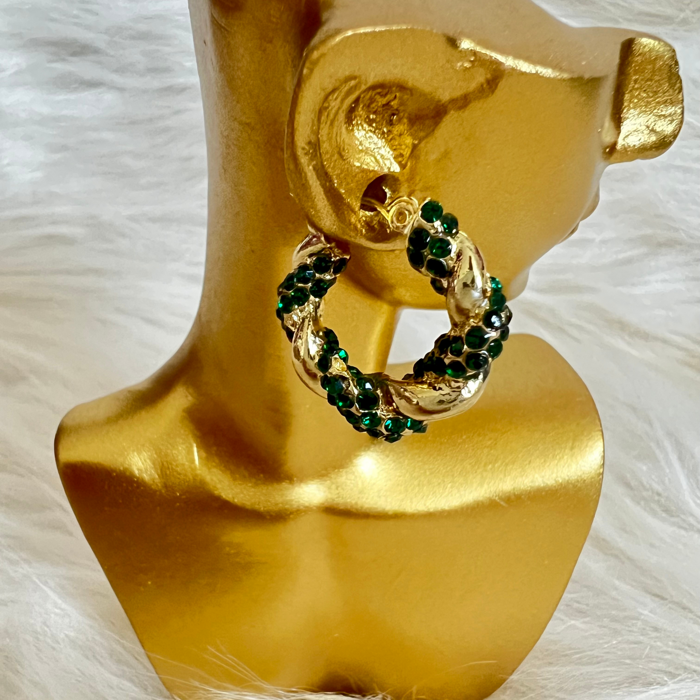 ZIRCON TWIST GEOMETRIC BIG ROUND HOOP EARRINGS