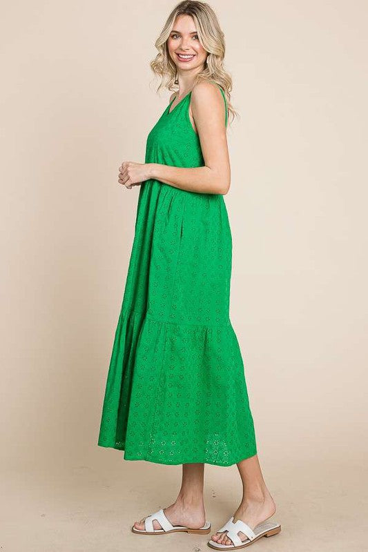 CAMI EYELET MIDI DRESS