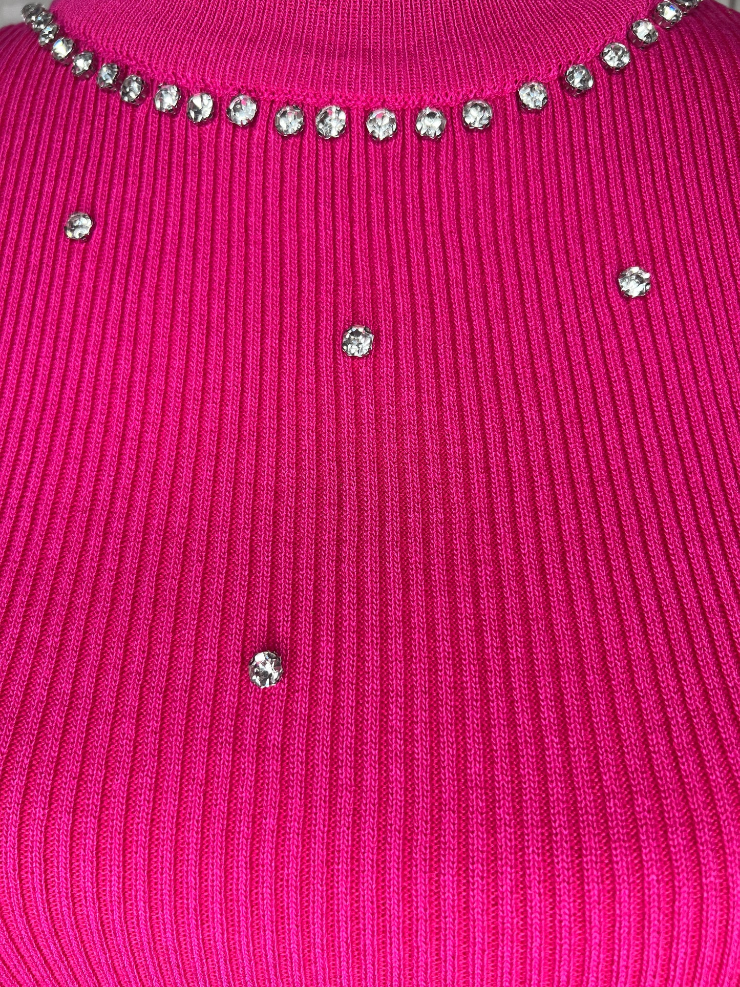 RIBBED KNIT RHINESTONE SWEATER