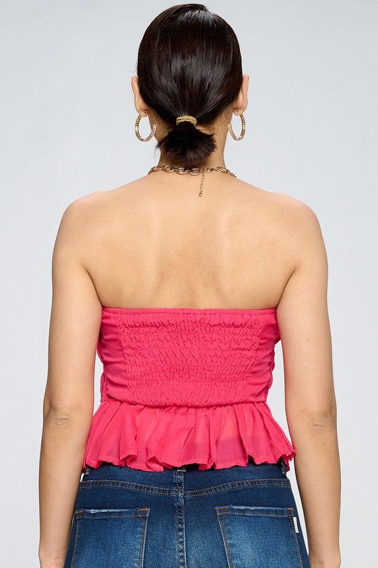 RHINESTONE DETAIL SHORT TUBE TOP