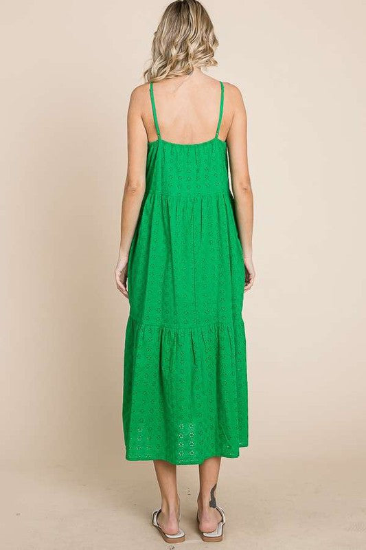 CAMI EYELET MIDI DRESS