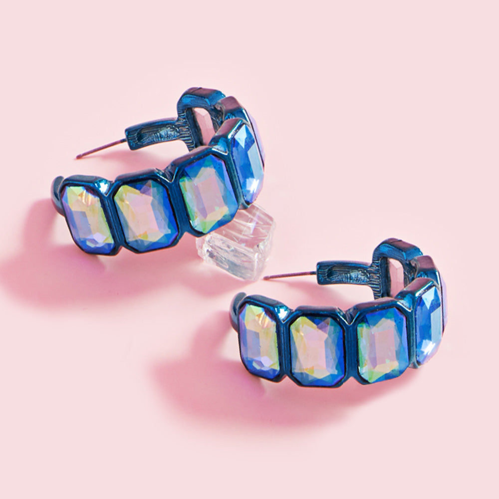 EMERALD CUT HOOPS