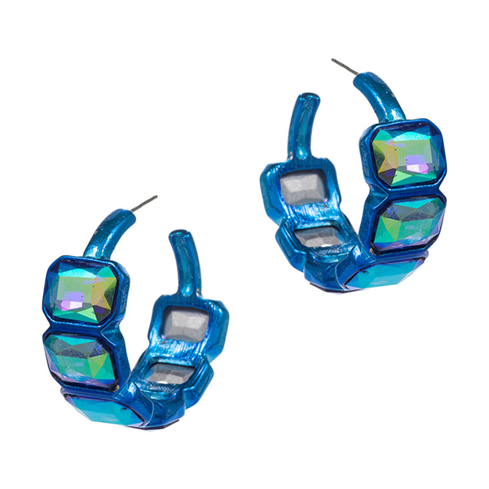 EMERALD CUT HOOPS