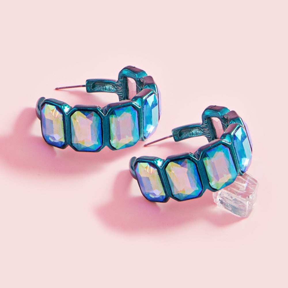 EMERALD CUT HOOPS