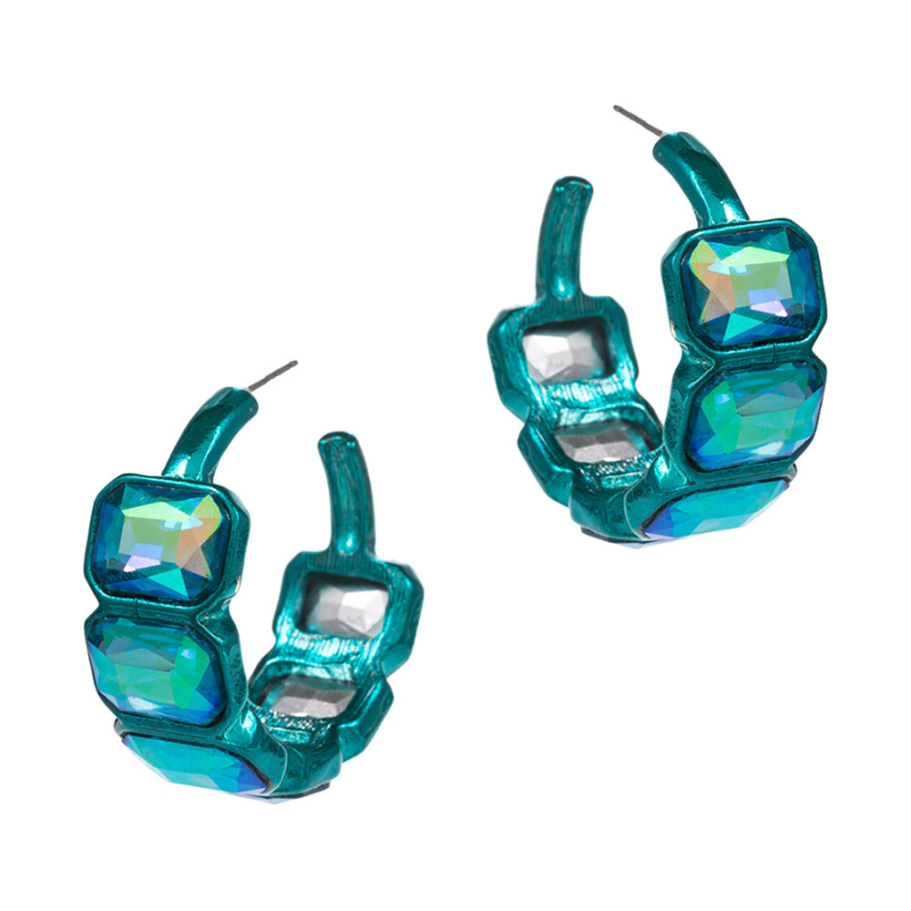 EMERALD CUT HOOPS