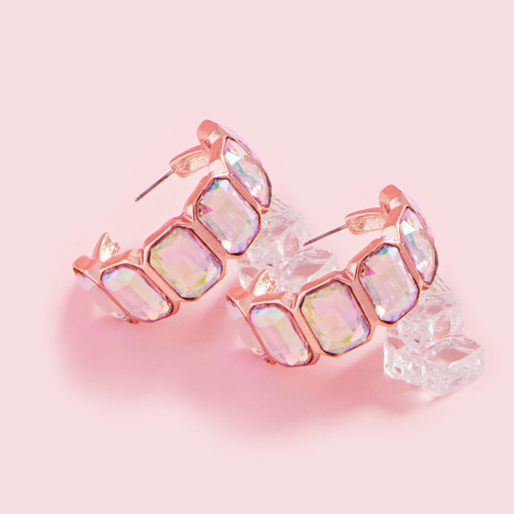 EMERALD CUT HOOPS