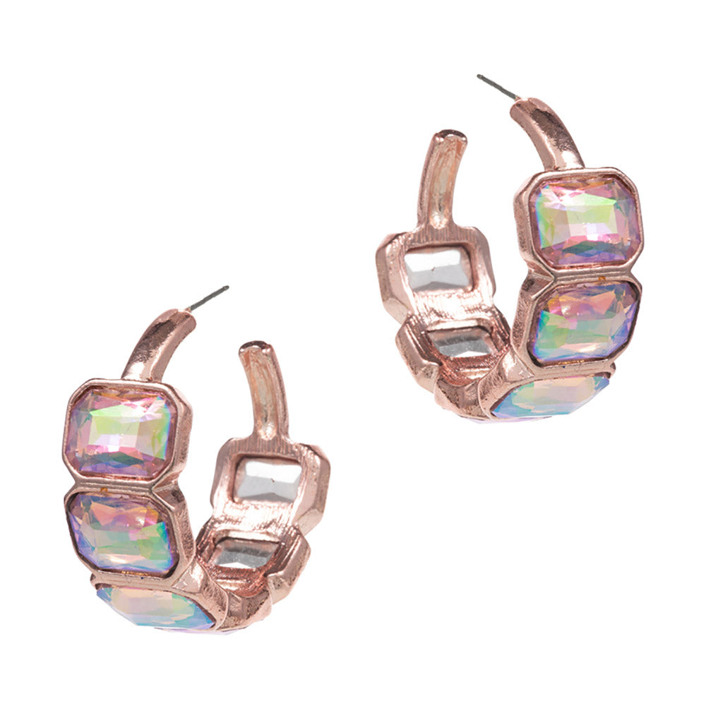EMERALD CUT HOOPS