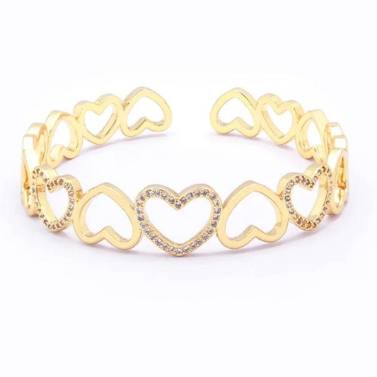 OPEN HEART CUFF BANGLE WITH CRYSTALS
