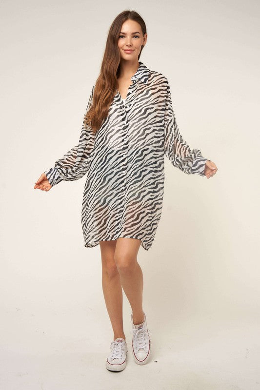 ZEBRA LONG OVERSIZED SHIRT