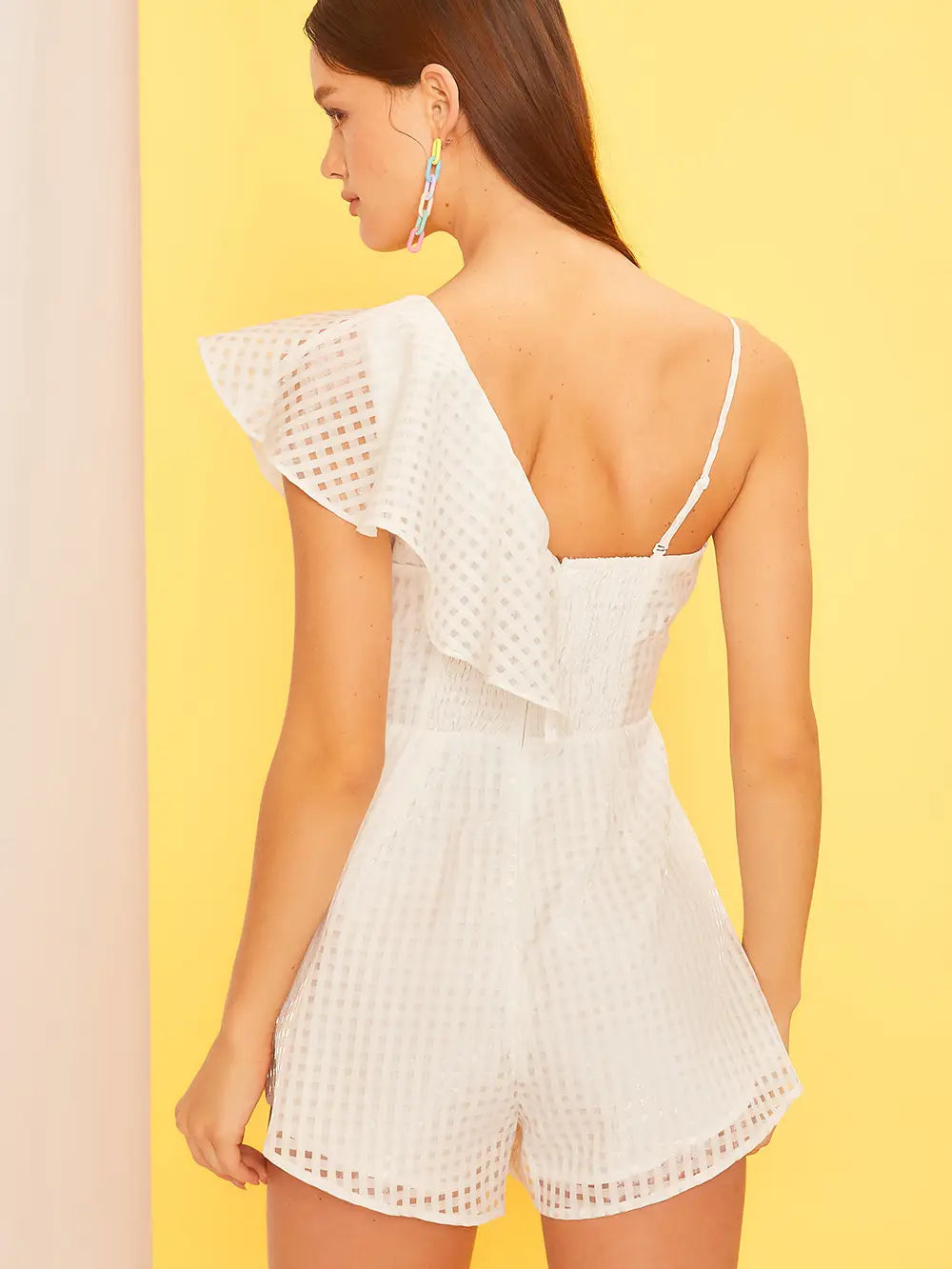 ONE SHOULDER ORGANZA ROMPER