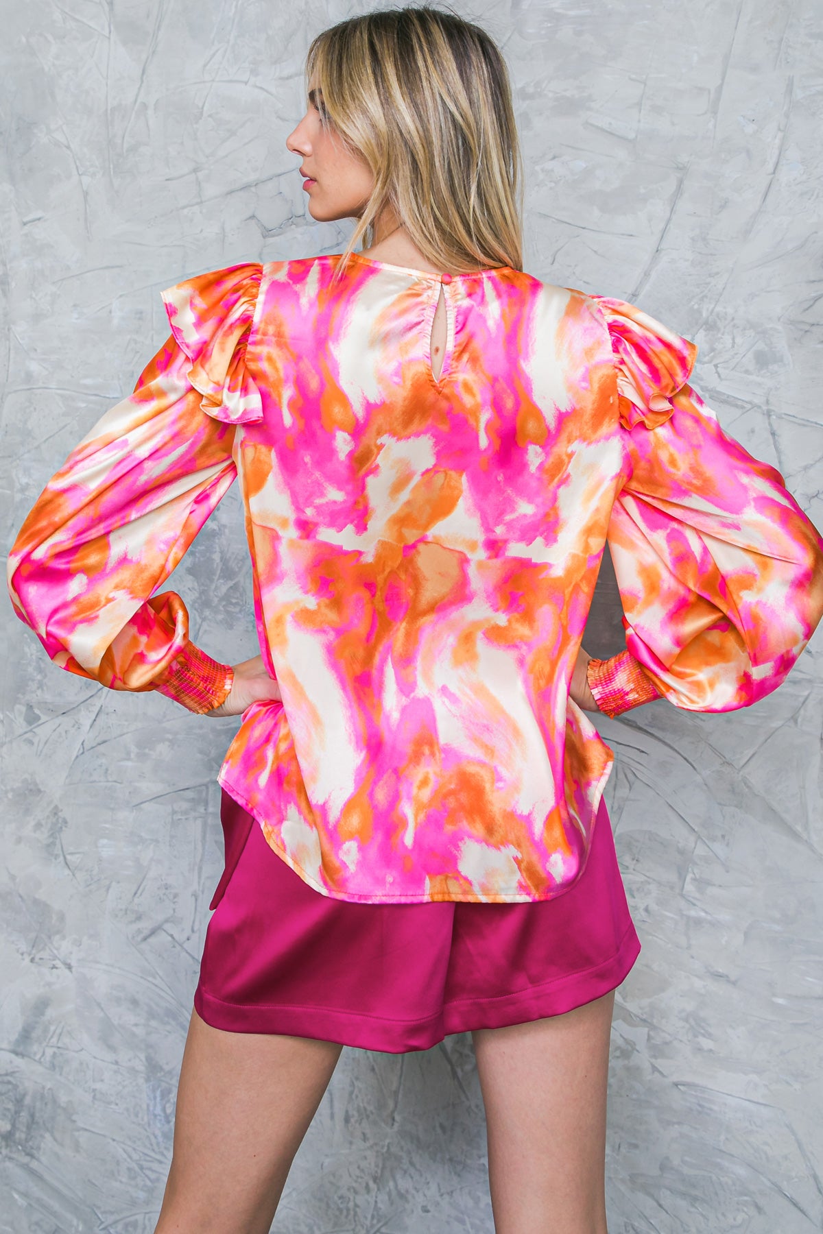 PRINTED LONG SLEEVE BLOUSE