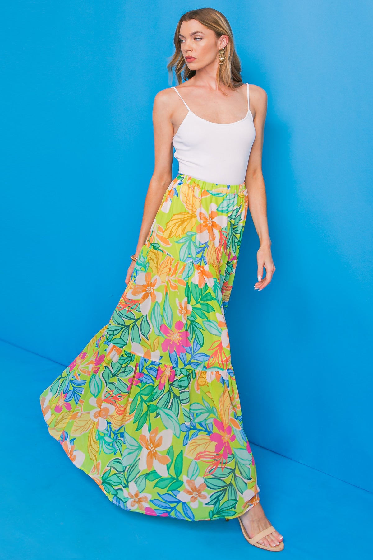 ELASTIC WAIST MAXI SKIRT