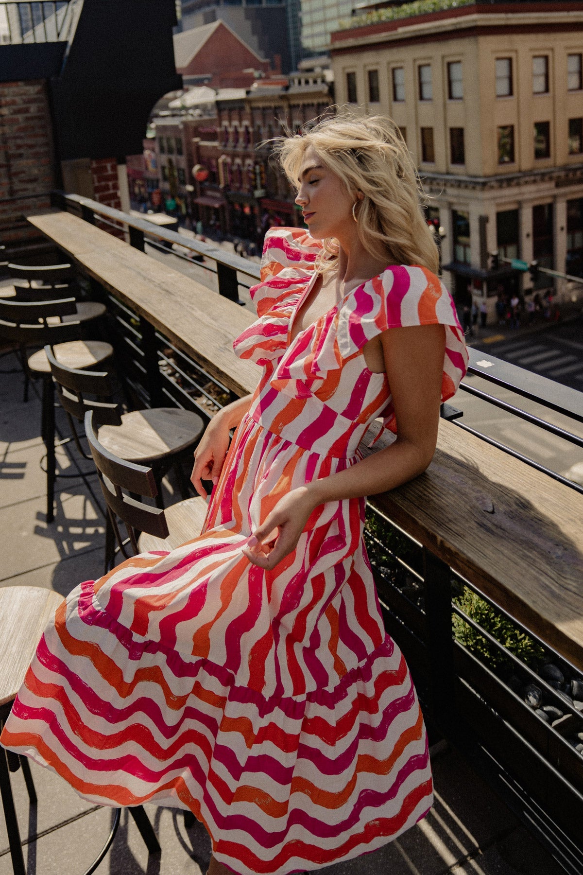 PRINTED POPLIN MIDI DRESS