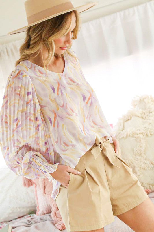 MARBLING PRINT BLOUSE