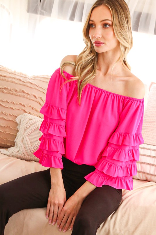 OFF SHOULDER RUFFLE BLOUSE