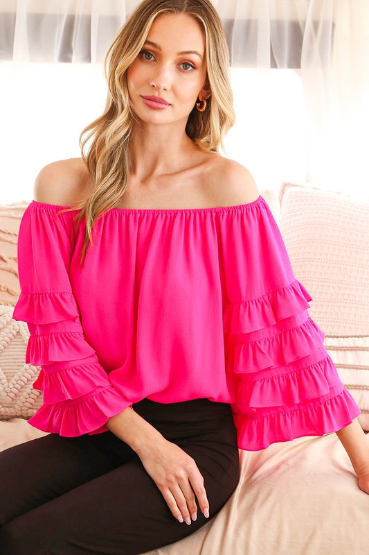 OFF SHOULDER RUFFLE BLOUSE