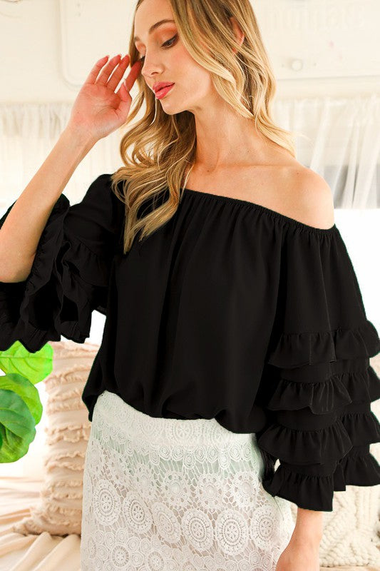 OFF SHOULDER RUFFLE BLOUSE