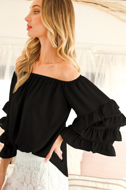 OFF SHOULDER RUFFLE BLOUSE