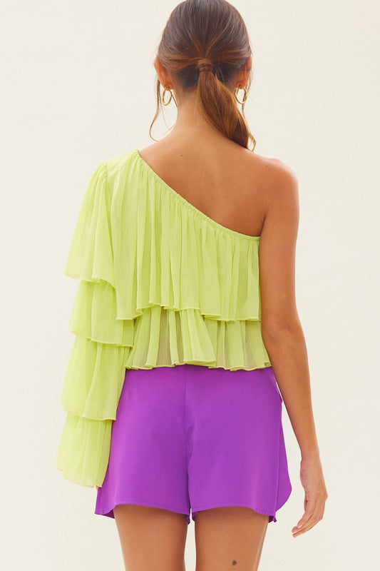 ONE SHOULDER RUFFLE TOP