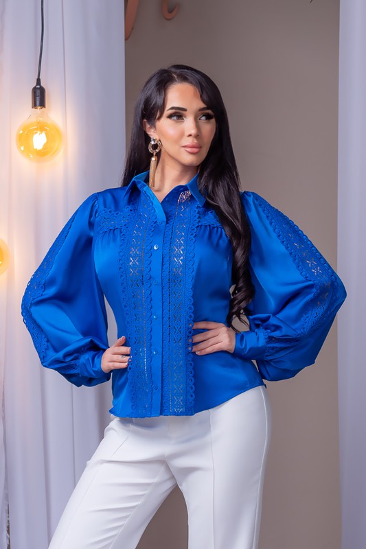 LACE TRIM BALLOON SLEEVE BLOUSE