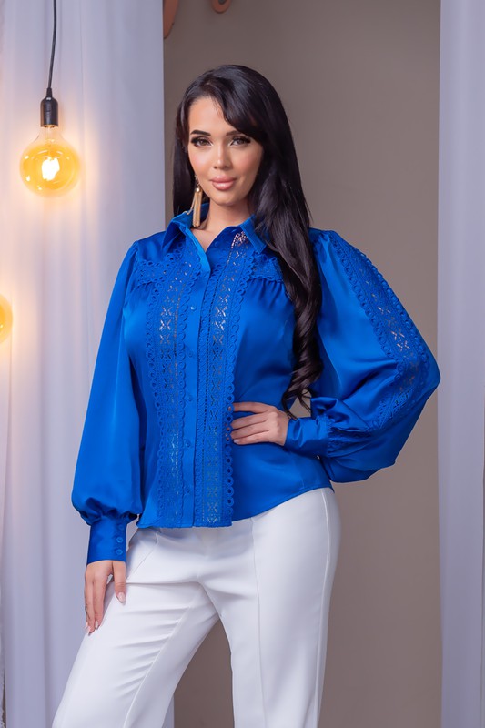 LACE TRIM BALLOON SLEEVE BLOUSE