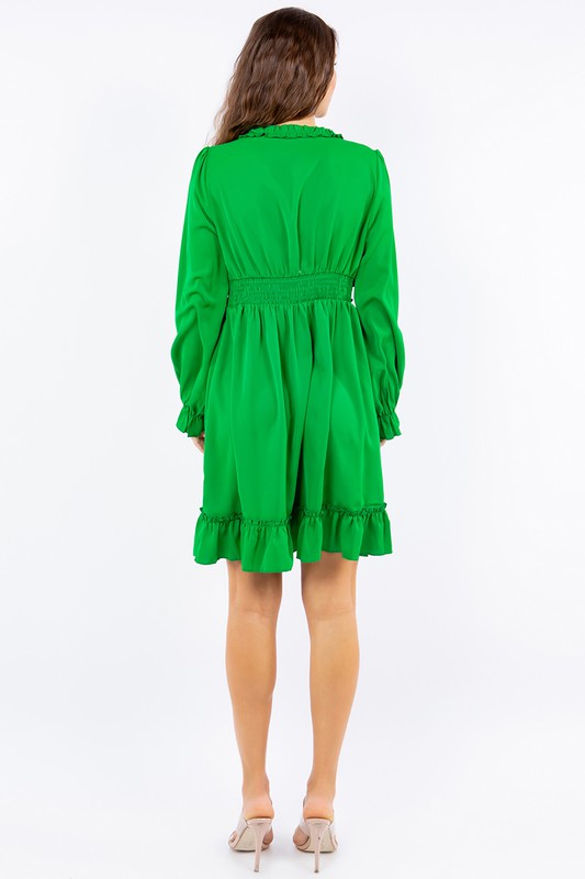 LONG SLEEVE RUFFLE DRESS