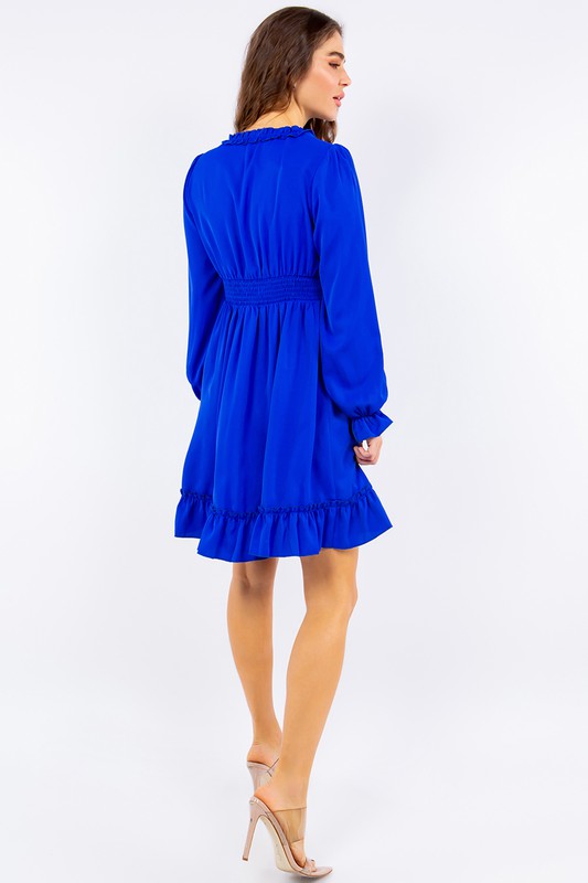 LONG SLEEVE RUFFLE DRESS