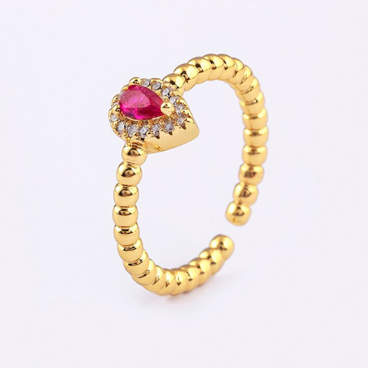 CRYSTAL DROP ADJUSTABLE OPEN RING