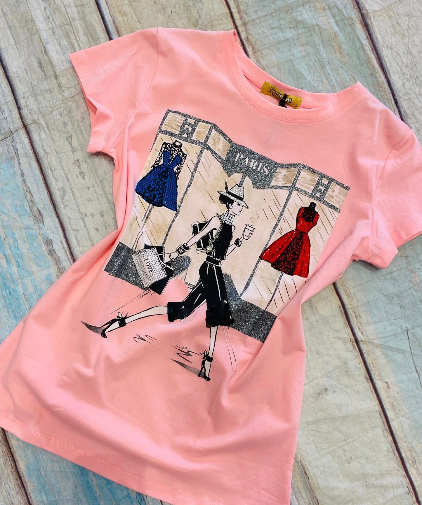 RHINESTONE DETAILING PARIS TSHIRT