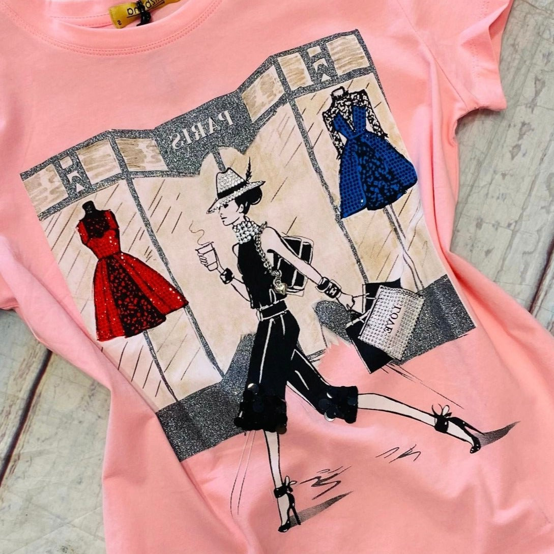 RHINESTONE DETAILING PARIS TSHIRT
