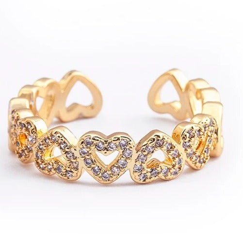 CRYSTAL OPEN HEARTS RING