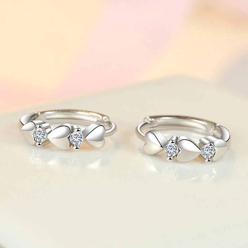 SMALL HEARTS RHINESTONE HOOPS