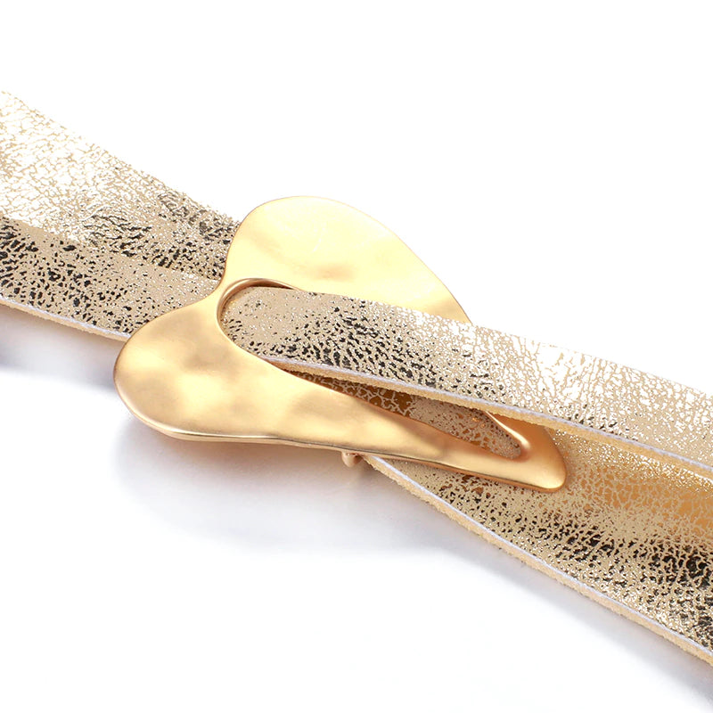 LEATHER MULTI-STRAND HAMMERED HEART BRACELET