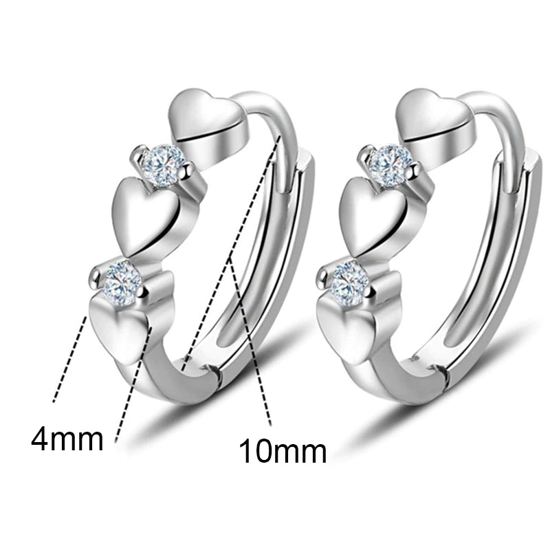 SMALL HEARTS RHINESTONE HOOPS
