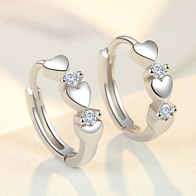 SMALL HEARTS RHINESTONE HOOPS