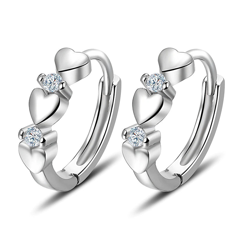 SMALL HEARTS RHINESTONE HOOPS
