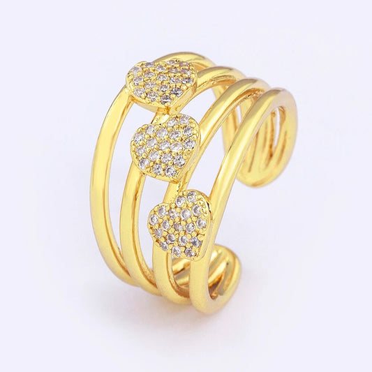 MULTILAYER OPEN HEARTS ADJUSTABLE RING