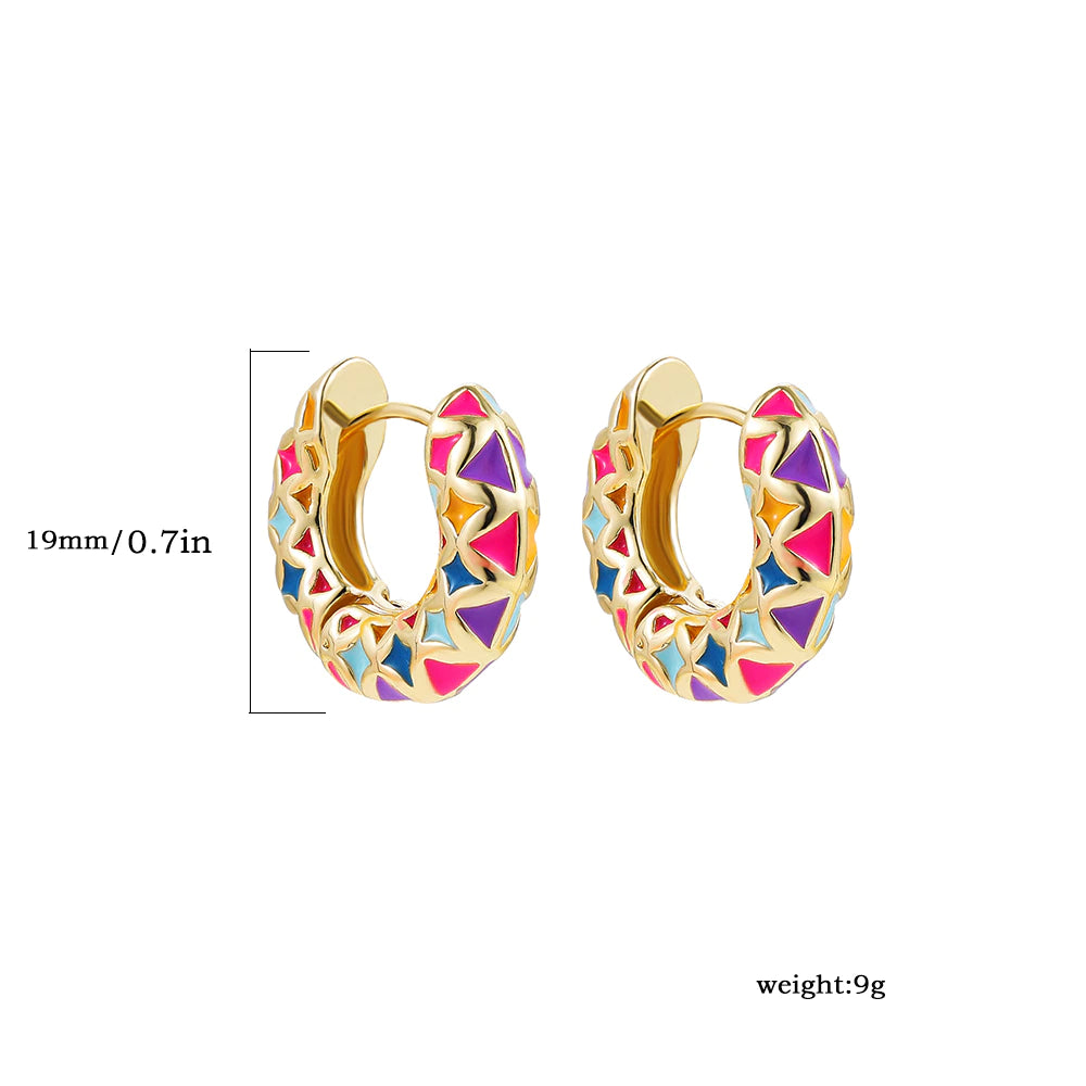 ENAMEL GEOMETRIC HOOP EARRINGS