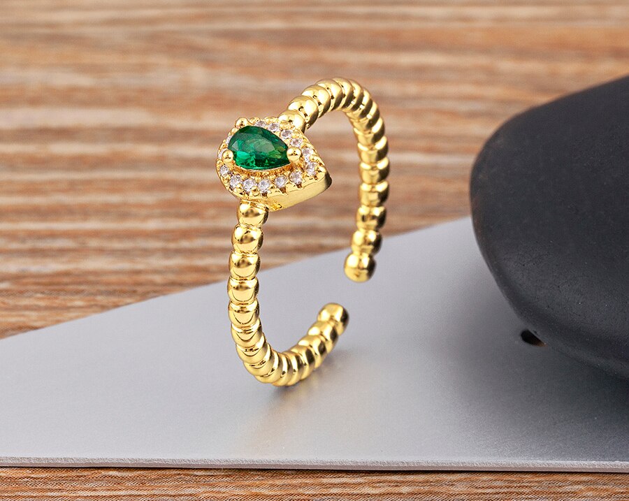CRYSTAL DROP ADJUSTABLE OPEN RING