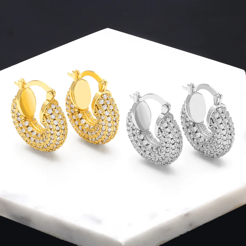 PAVE CRYSTAL HOOPS