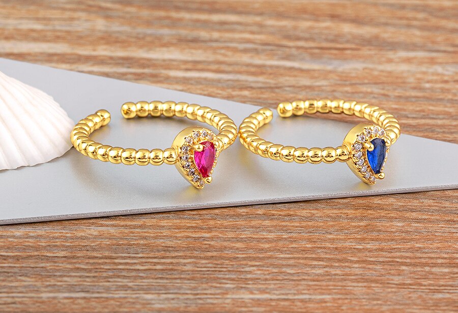 CRYSTAL DROP ADJUSTABLE OPEN RING