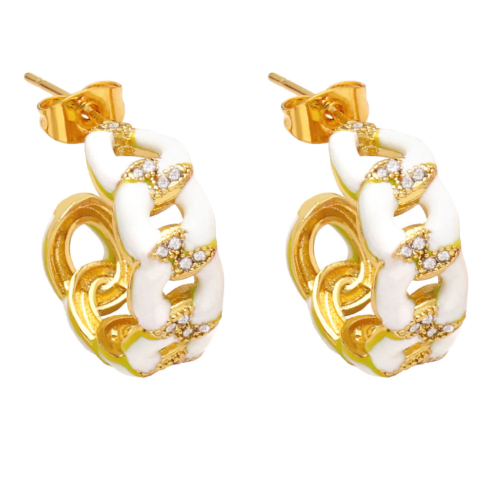 ENAMEL CHAIN LINK EARRINGS